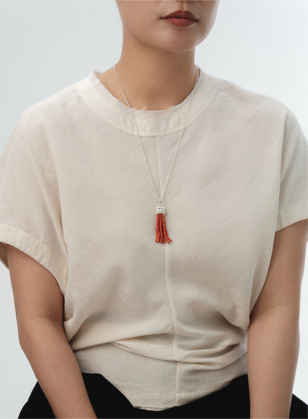 Modular Tassel Pendant Necklace – Red Agate by Aesth & Util, product view 3