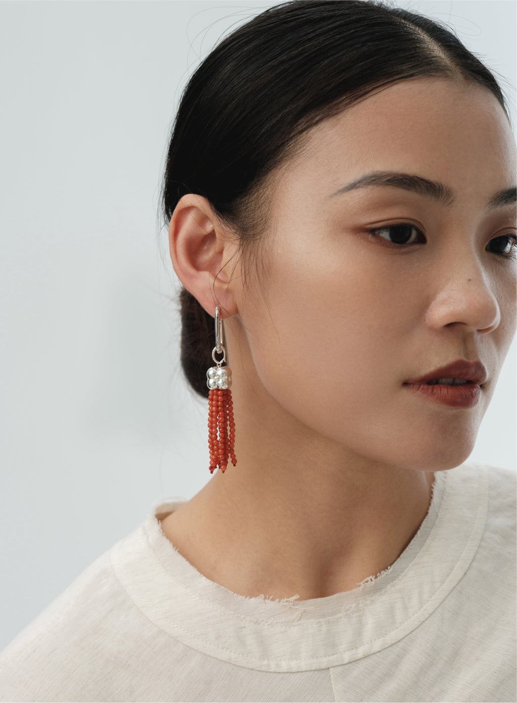 Modular Tassel Pendant Necklace – Red Agate by Aesth & Util, product view 5