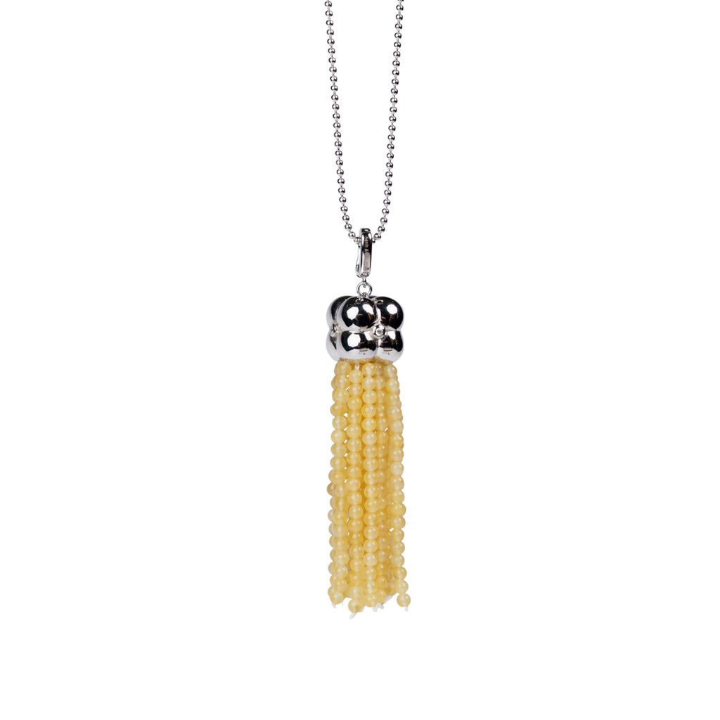 Modular Tassel Pendant Necklace – Yellow Jade by Aesth & Util, product view 1