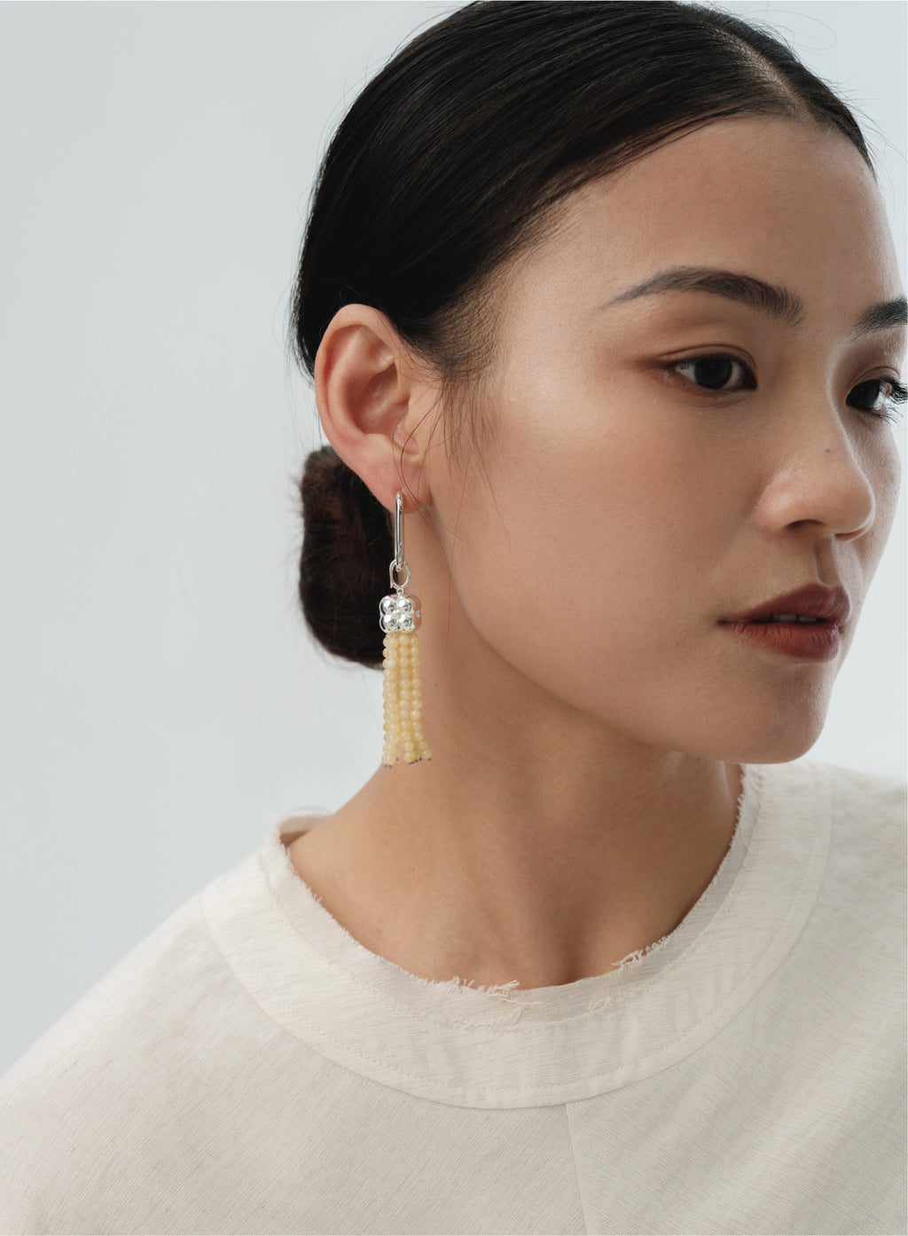 Modular Tassel Pendant Necklace – Yellow Jade by Aesth & Util, product view 4