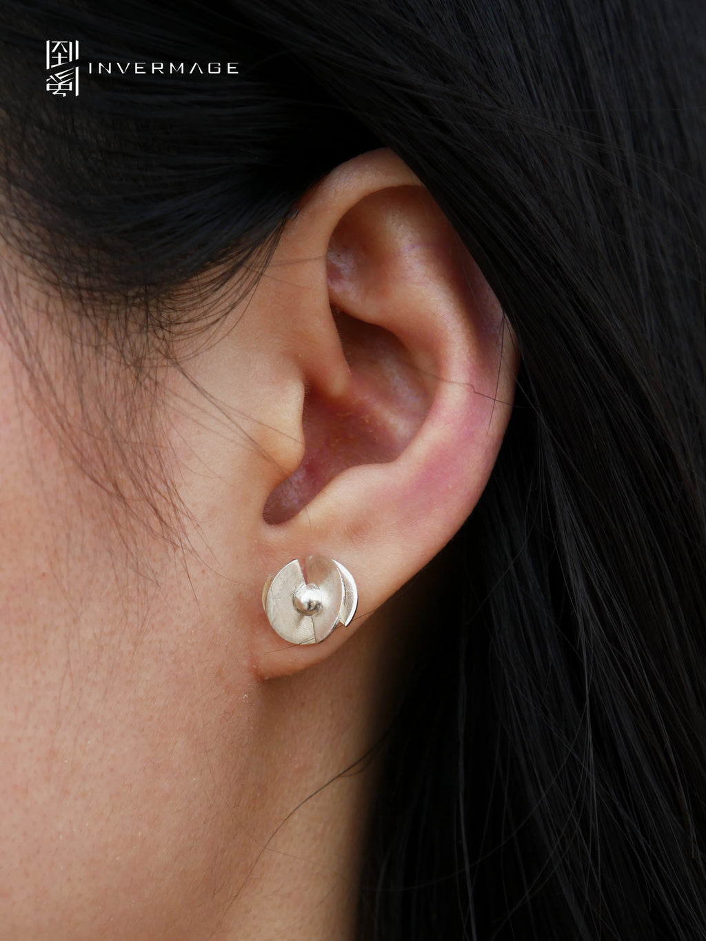 Moon Halo Stud Earrings by INVERMAGE, product view 3