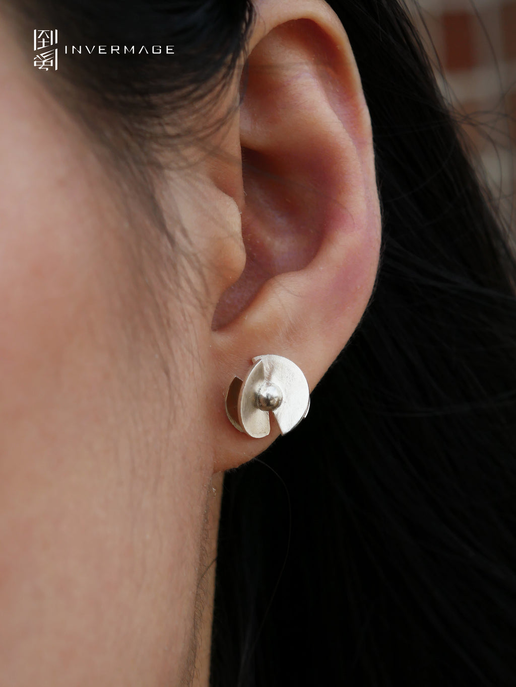 Moon Halo Stud Earrings by INVERMAGE, product view 5
