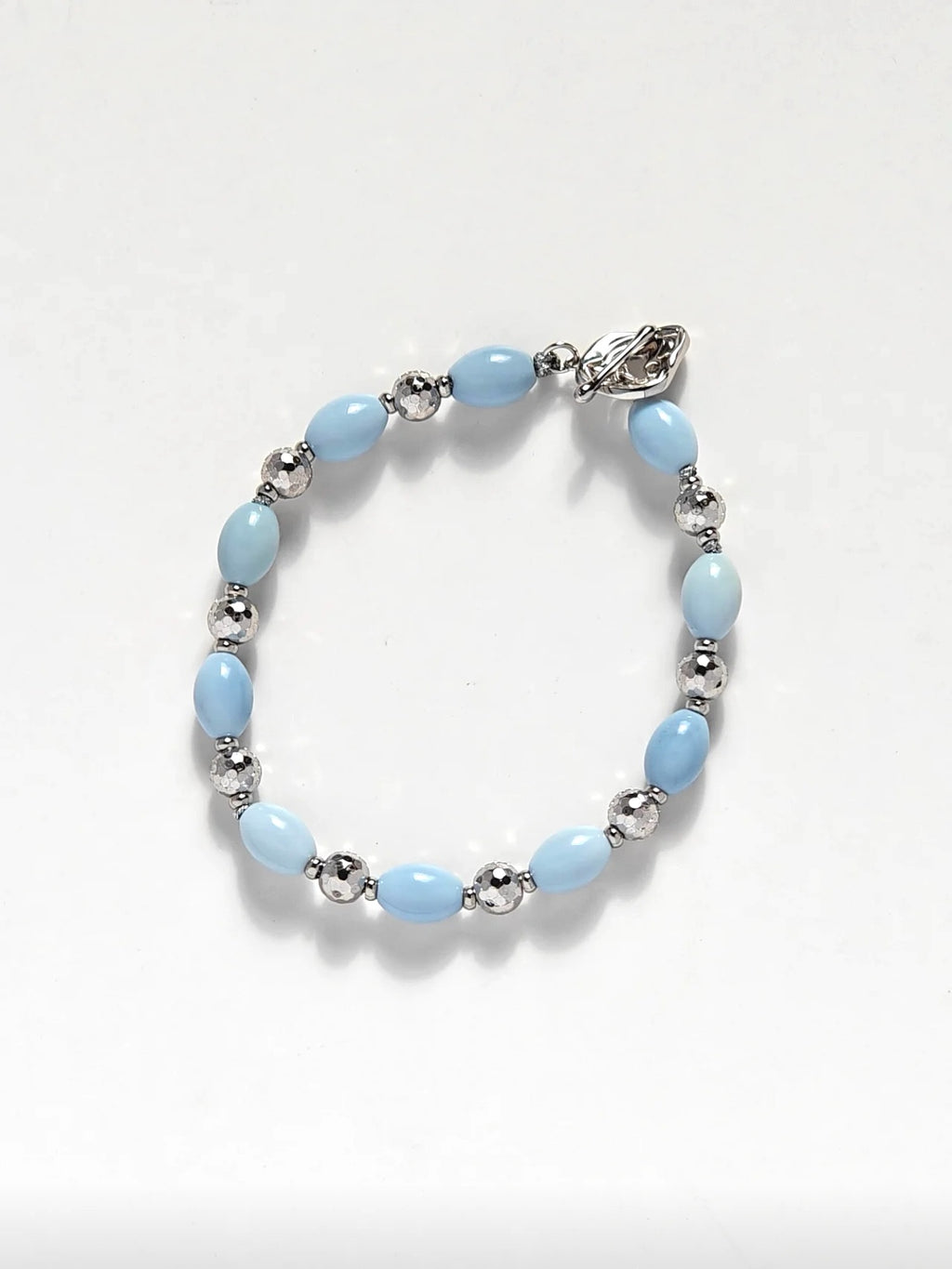 Natural Peruvian Blue Opal Bracelet — Meicily handcrafted blue opal bracelet evoking calm seas, summer light, and effortless