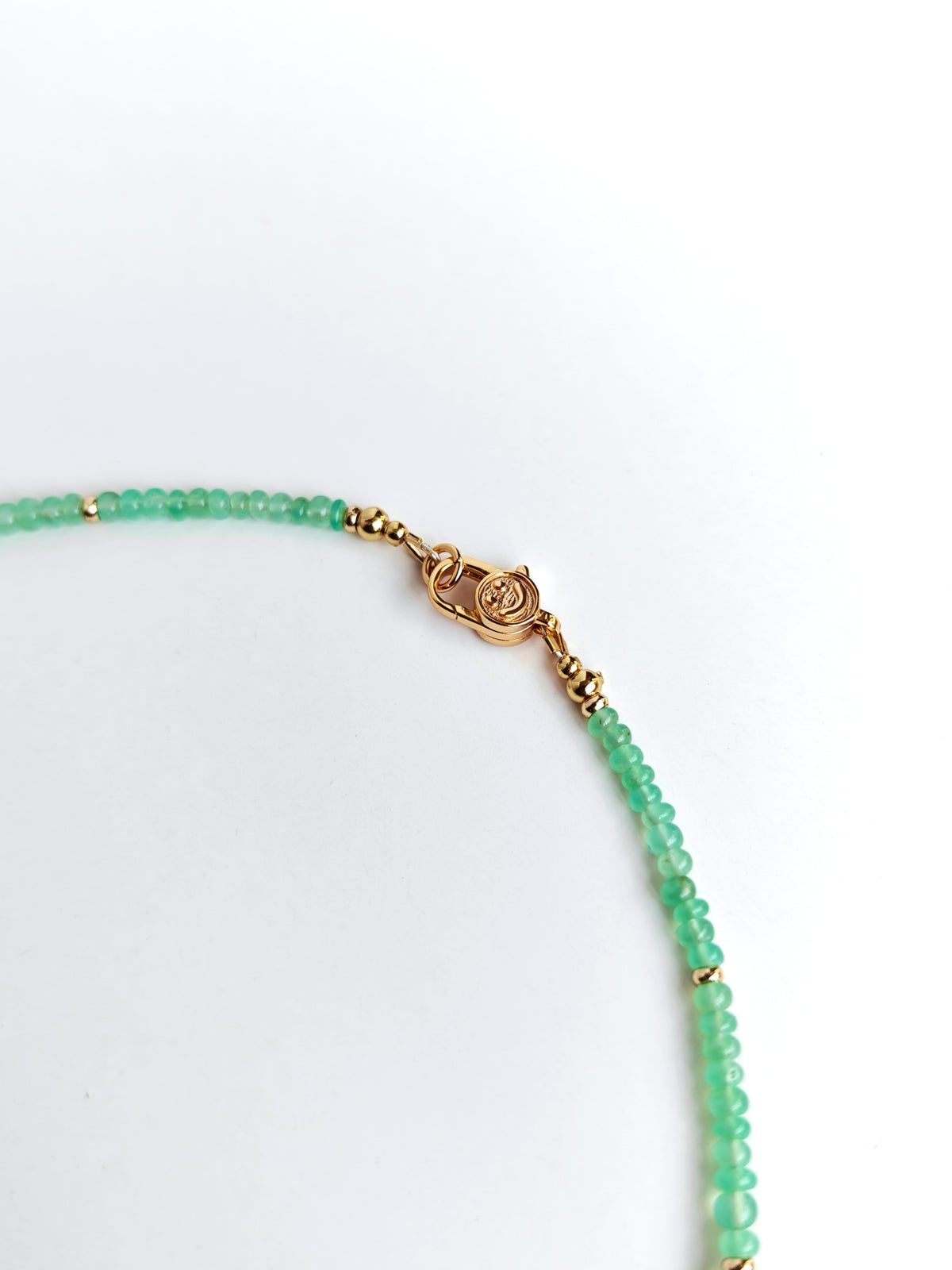 Natural Peruvian Green Opal Necklace — Meicily elegant green opal necklace expressing light, femininity, and graceful