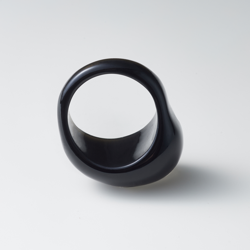 Obsidian Egg Silhouette Ring — MIIISELF Nature Force Egg series ring combining smooth rounded silhouette with grounding