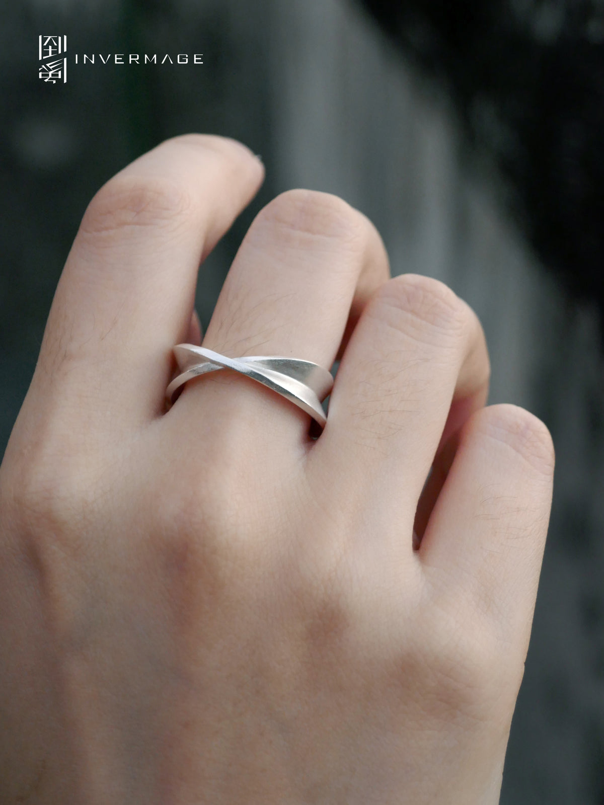 Orbital Cross Twist Band Ring by INVERMAGE, product view 2