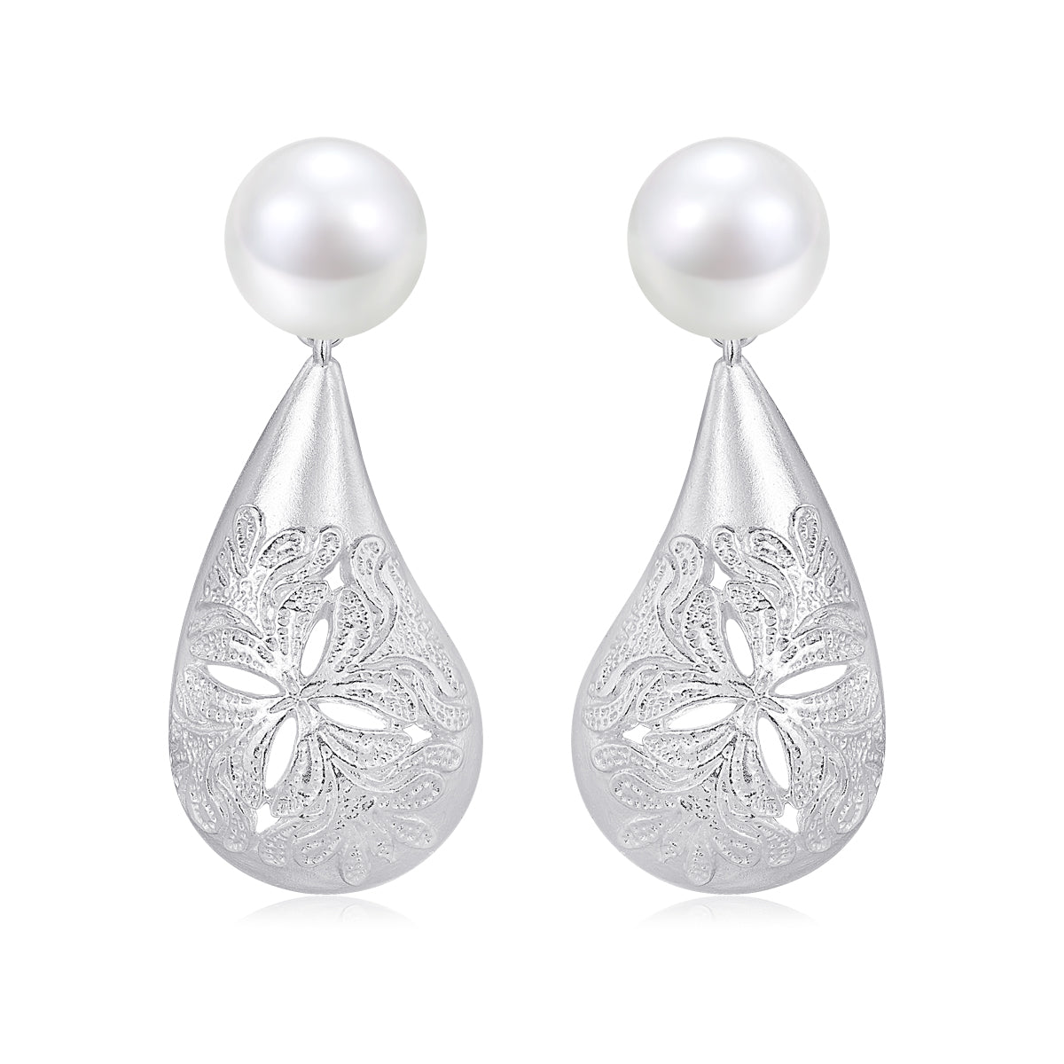 Pearl Relief Drop Earrings by Luna-mi, product view 1