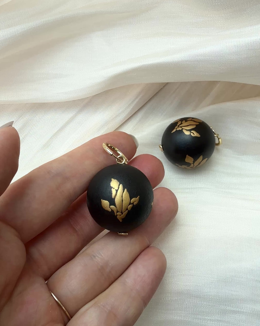 Bloom and Fade Magnolia Lacquer Quasi-Maki-e Earrings