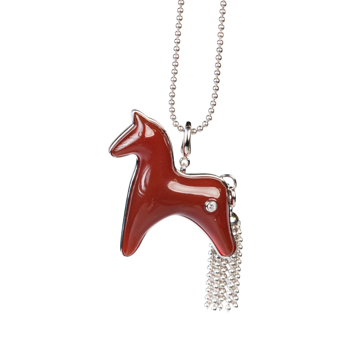 Red Agate Horse Charm Necklace with Detachable Tassel by Aesth & Util, product view 1