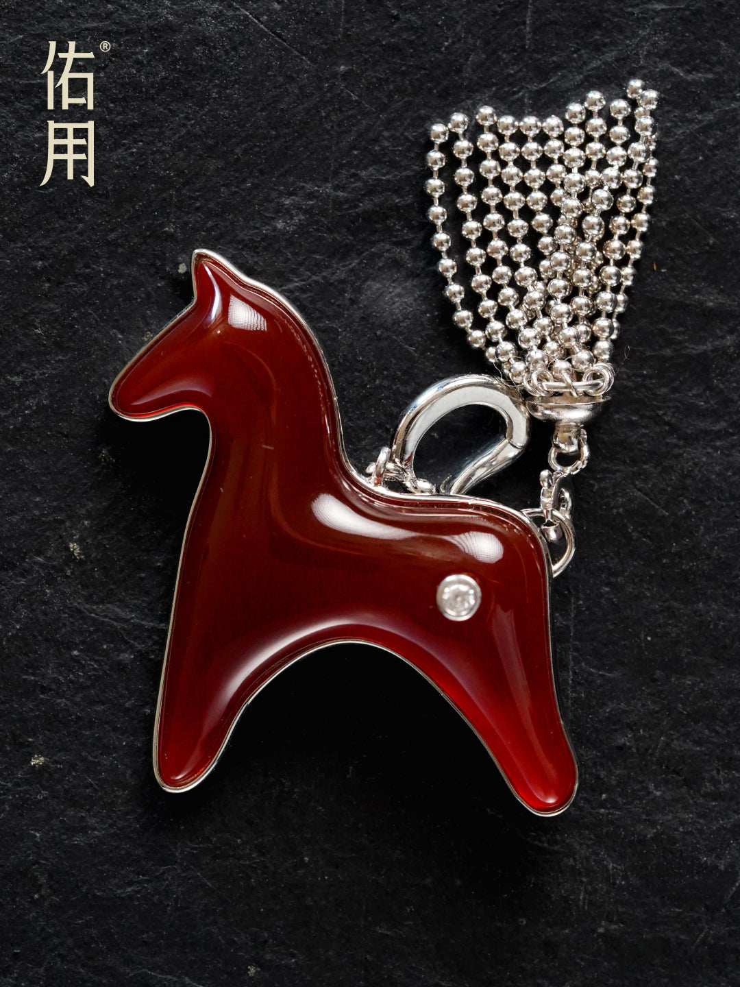 Red Agate Horse Charm Necklace with Detachable Tassel by Aesth & Util, product view 6