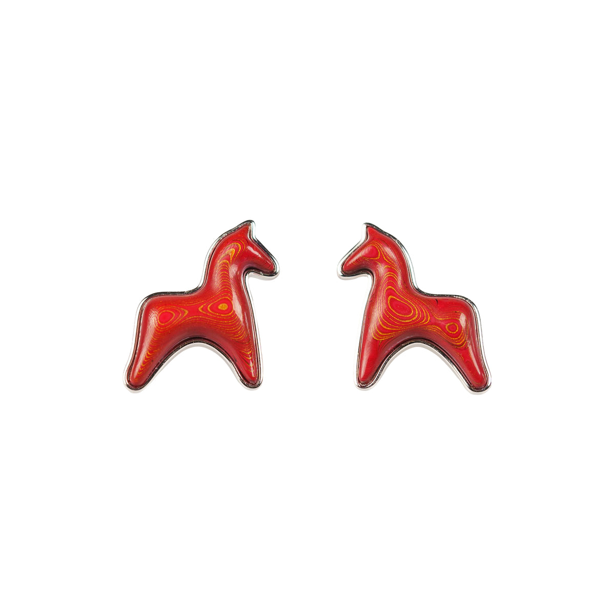 Red Lacquer Horse Studs Earrings by Aesth & Util, product view 1