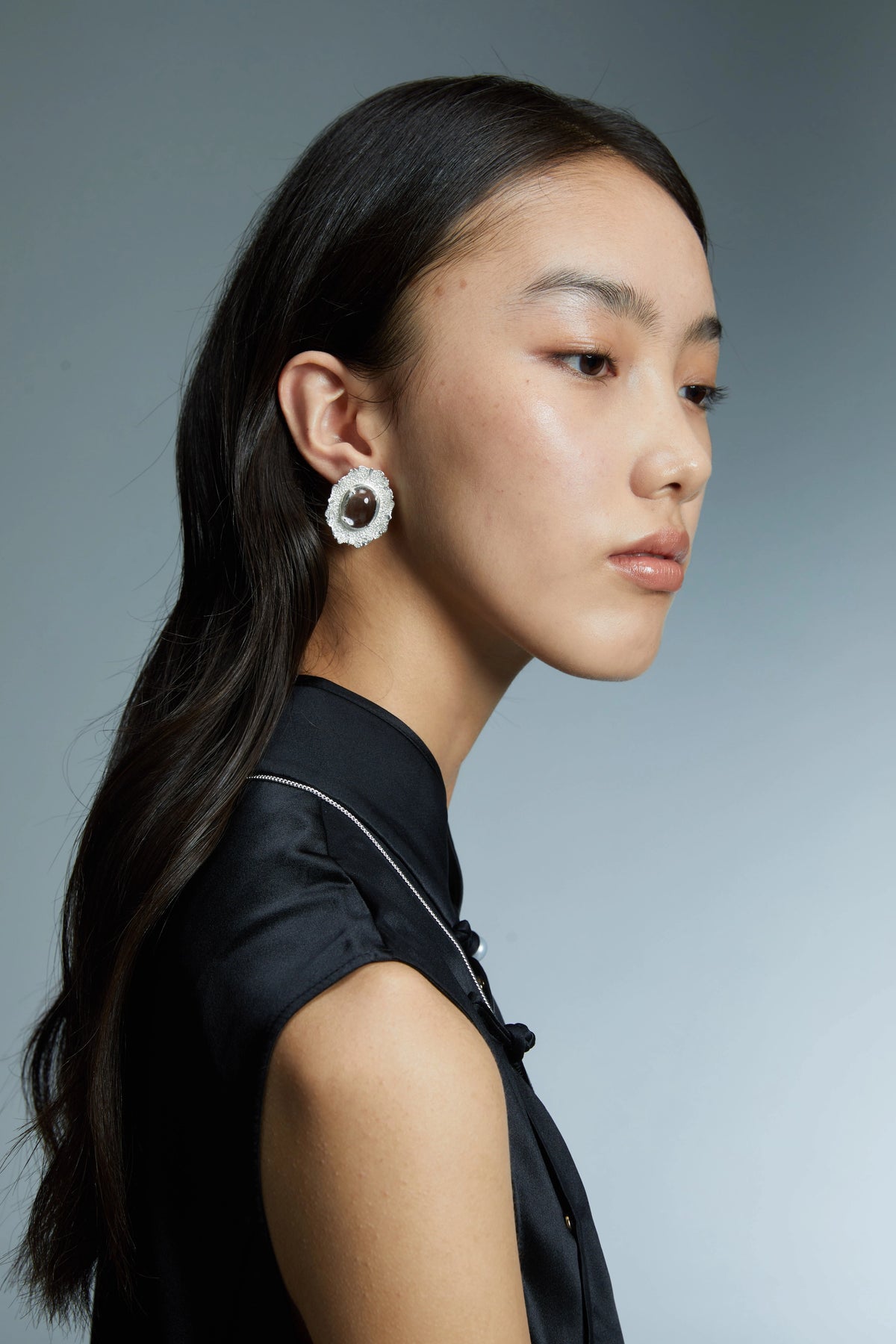 Rosette Frame Stud Earrings by Luna-mi, product view 2