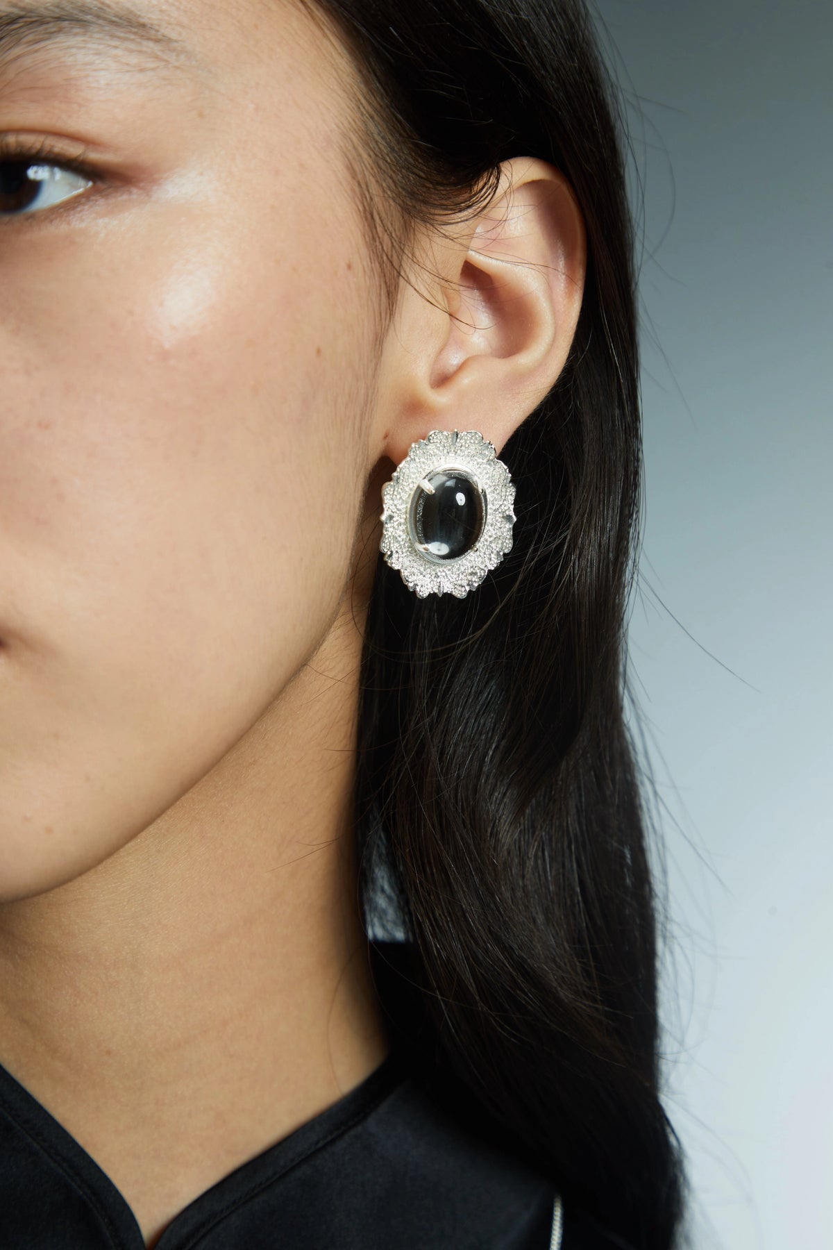 Rosette Frame Stud Earrings by Luna-mi, product view 3