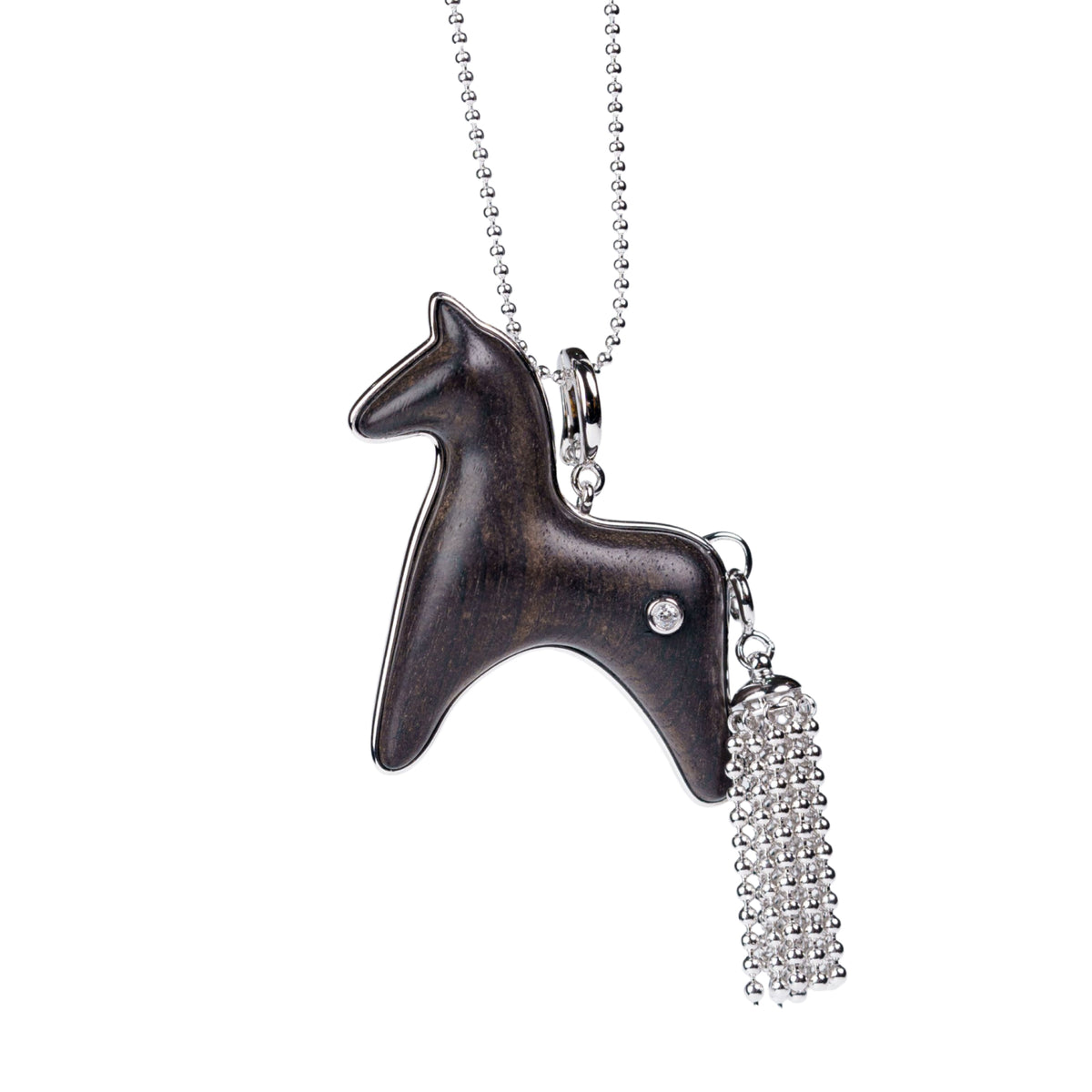 Rosewood Horse Charm Necklace with Detachable Tassel by Aesth & Util, product view 1