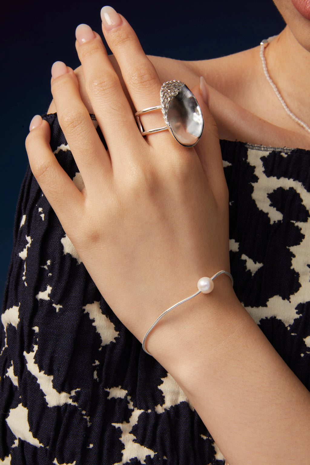 Round Pearl Slider Bracelet by Luna-mi, product view 4