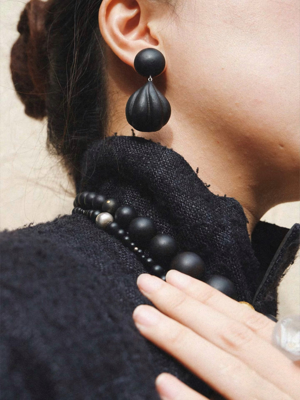 Seashell Lacquer Quasi-Maki-e Earrings by WenKang Lacquer, product view 2