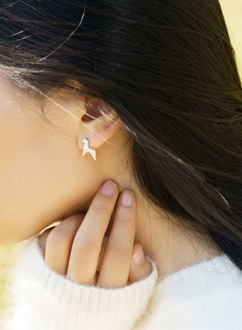 Silver Horse Studs Earrings by Aesth & Util, product view 2