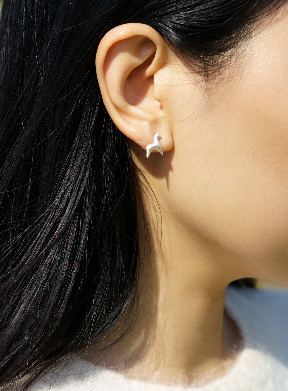 Silver Horse Studs Earrings by Aesth & Util, product view 3