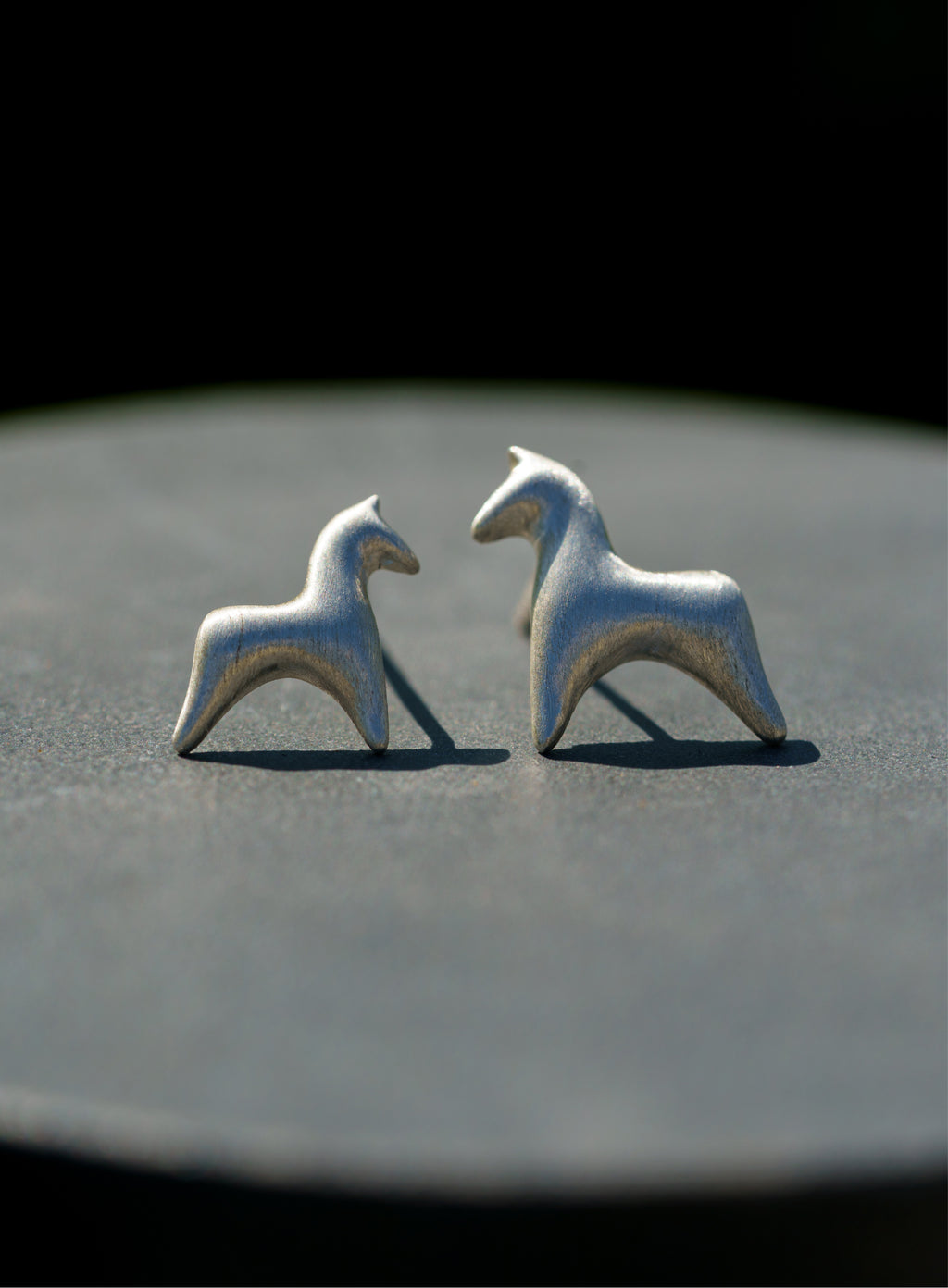 Silver Horse Studs Earrings by Aesth & Util, product view 4