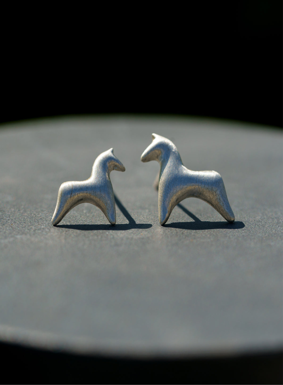 Silver Horse Studs Earrings by Aesth & Util, product view 4