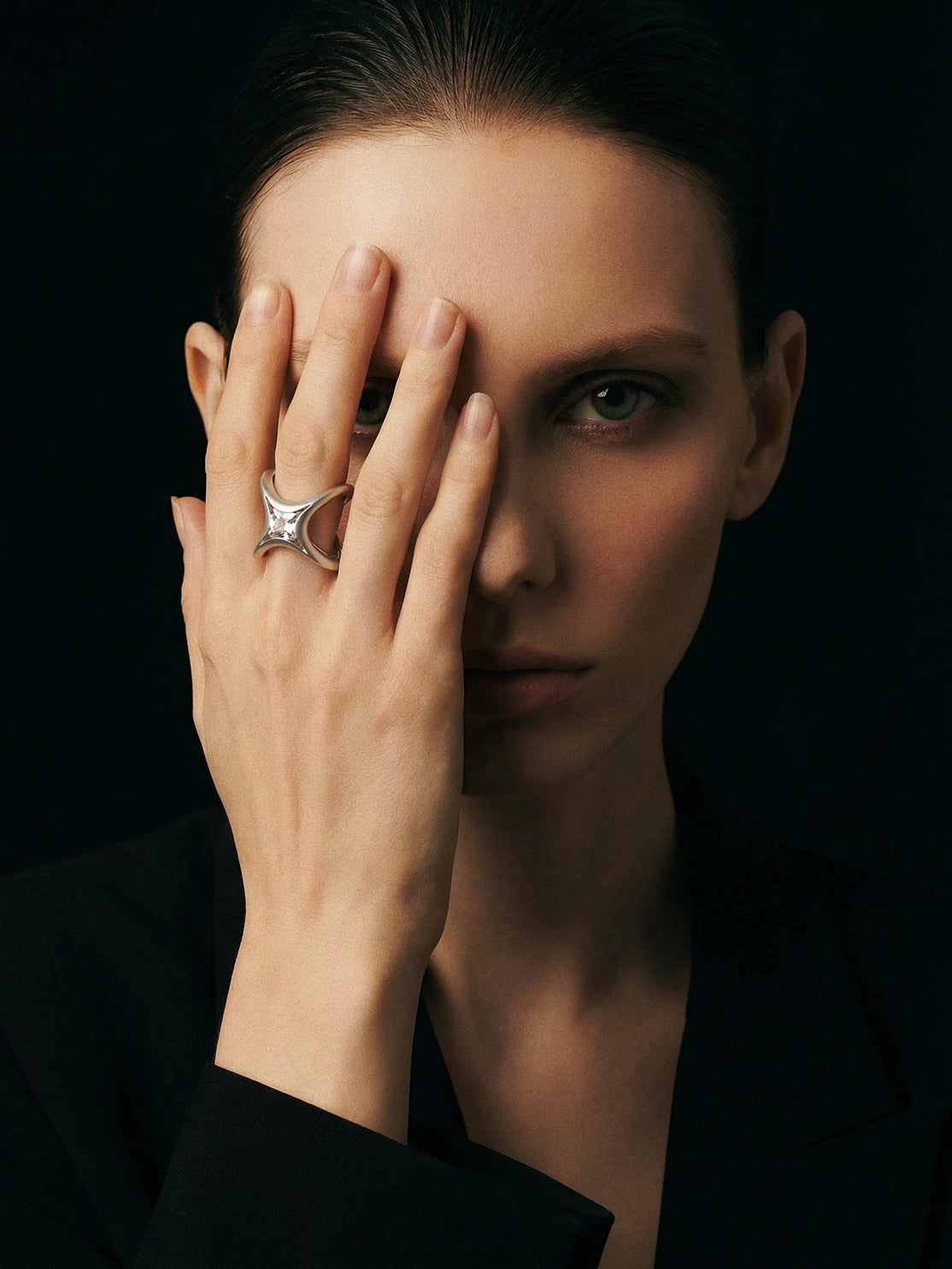 Stellar Keystone I · Moissanite & Silver Ring by ARCHIGEM, product view 2