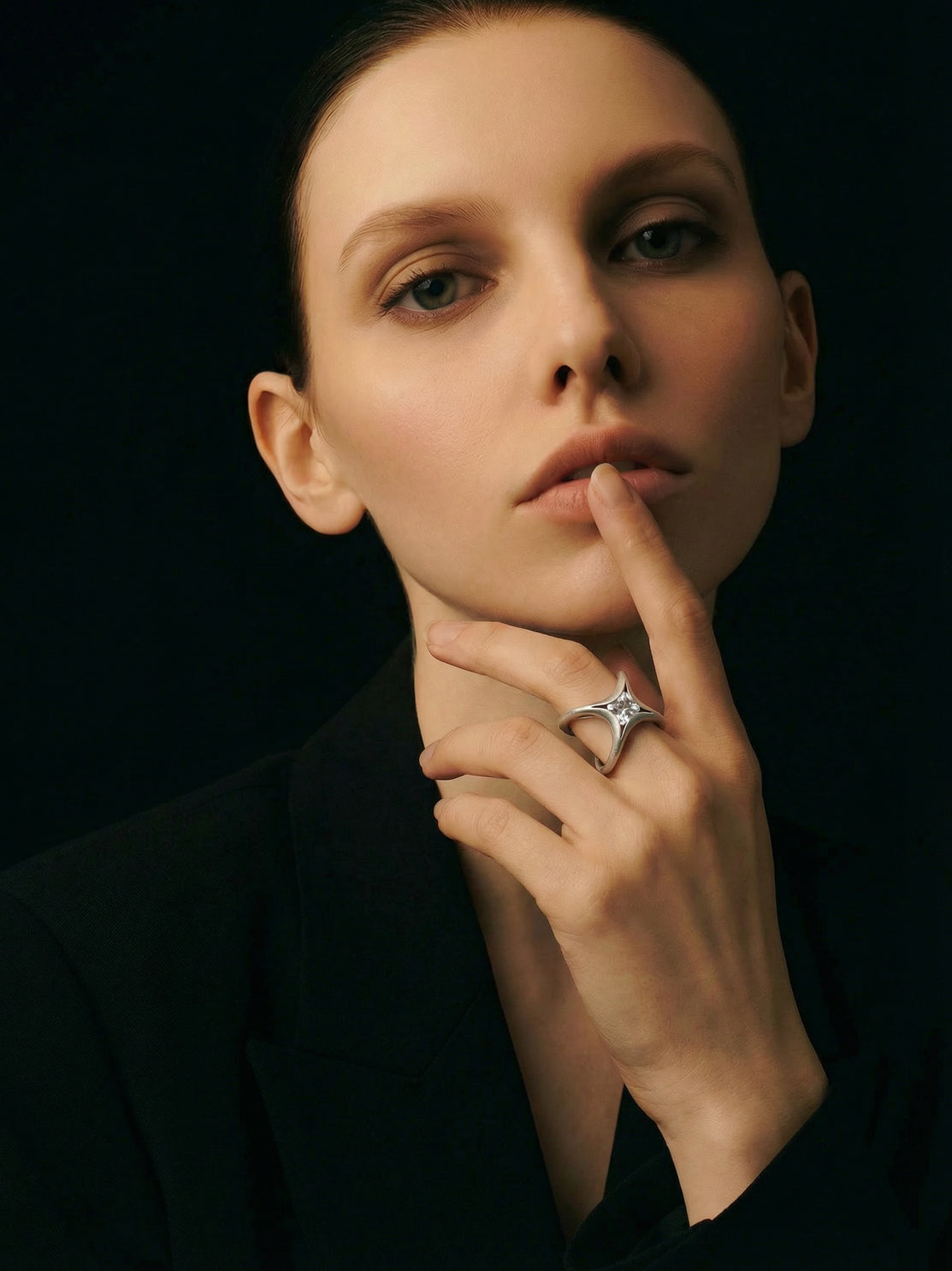 Stellar Keystone I · Moissanite & Silver Ring by ARCHIGEM, product view 3