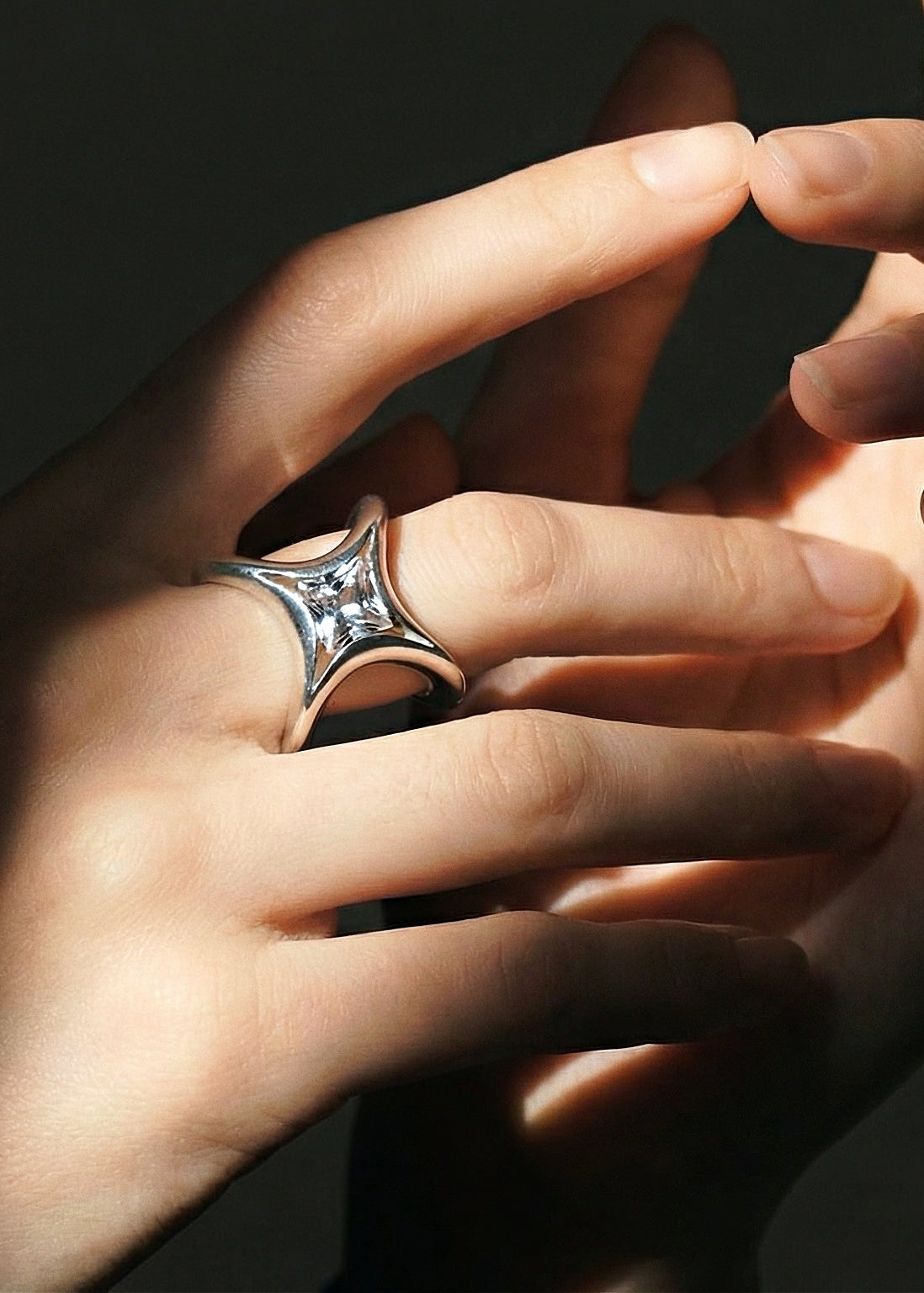 Stellar Keystone I · Moissanite & Silver Ring by ARCHIGEM, product view 4