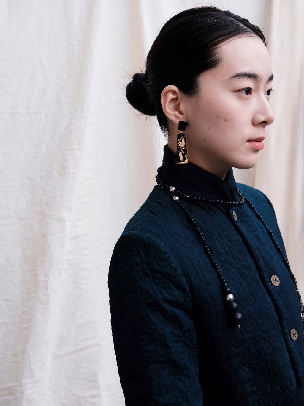 Sunset Watergrass Lacquer Quasi-Maki-e Earrings by WenKang Lacquer, product view 3