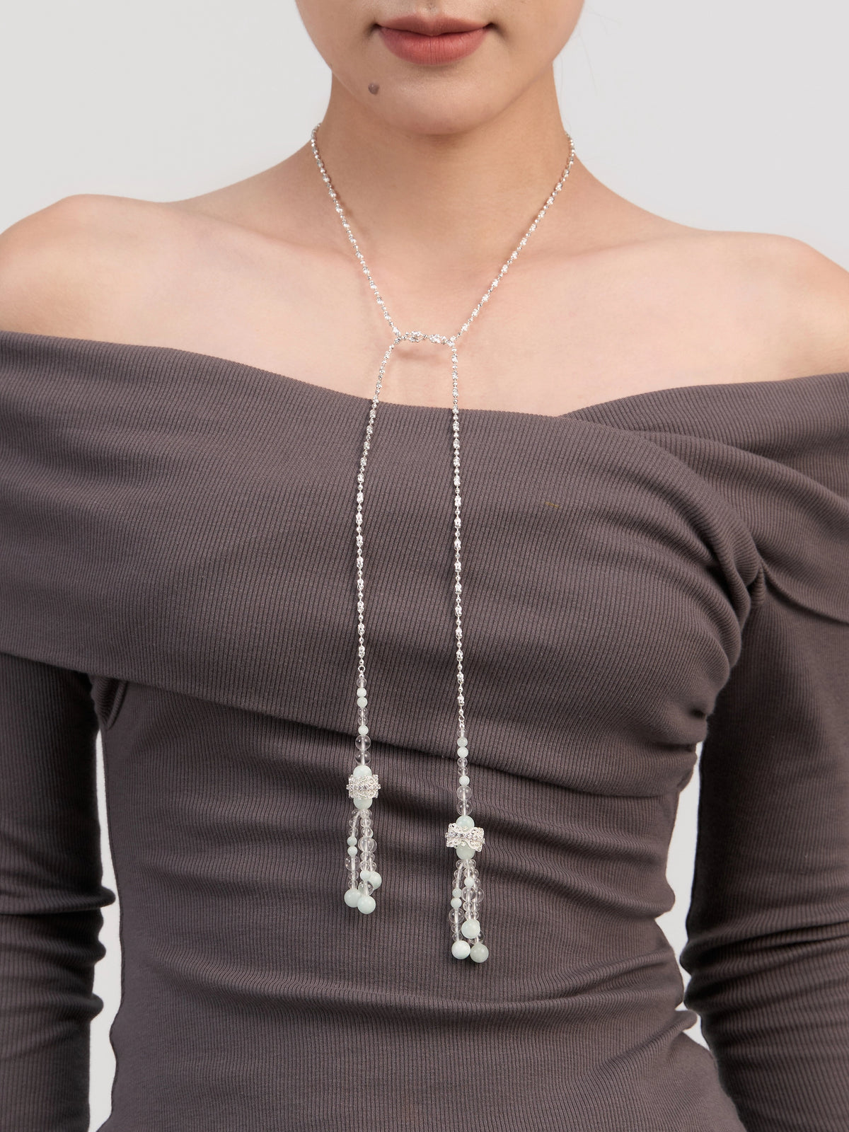 Twining Vines Beaded Long Necklace by Luna-mi, product view 3