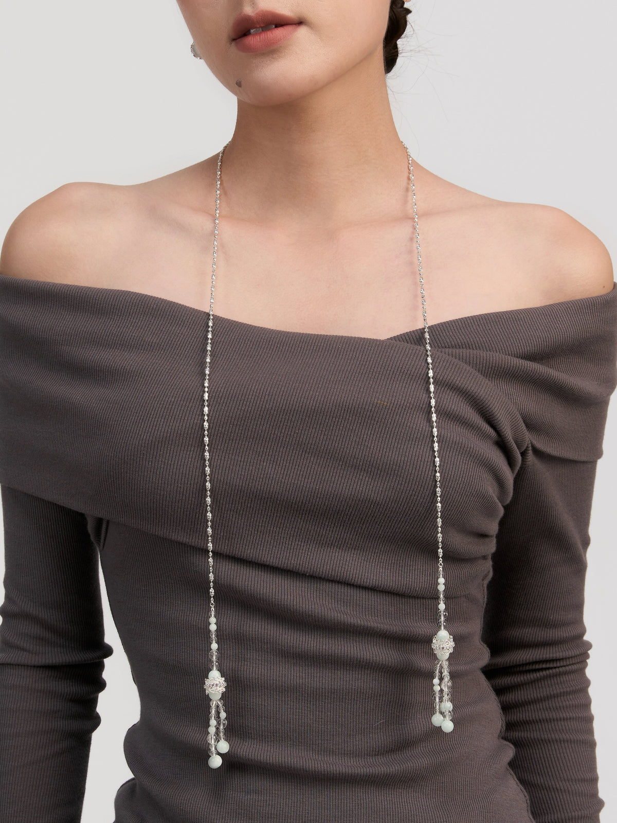 Twining Vines Beaded Long Necklace by Luna-mi, product view 4