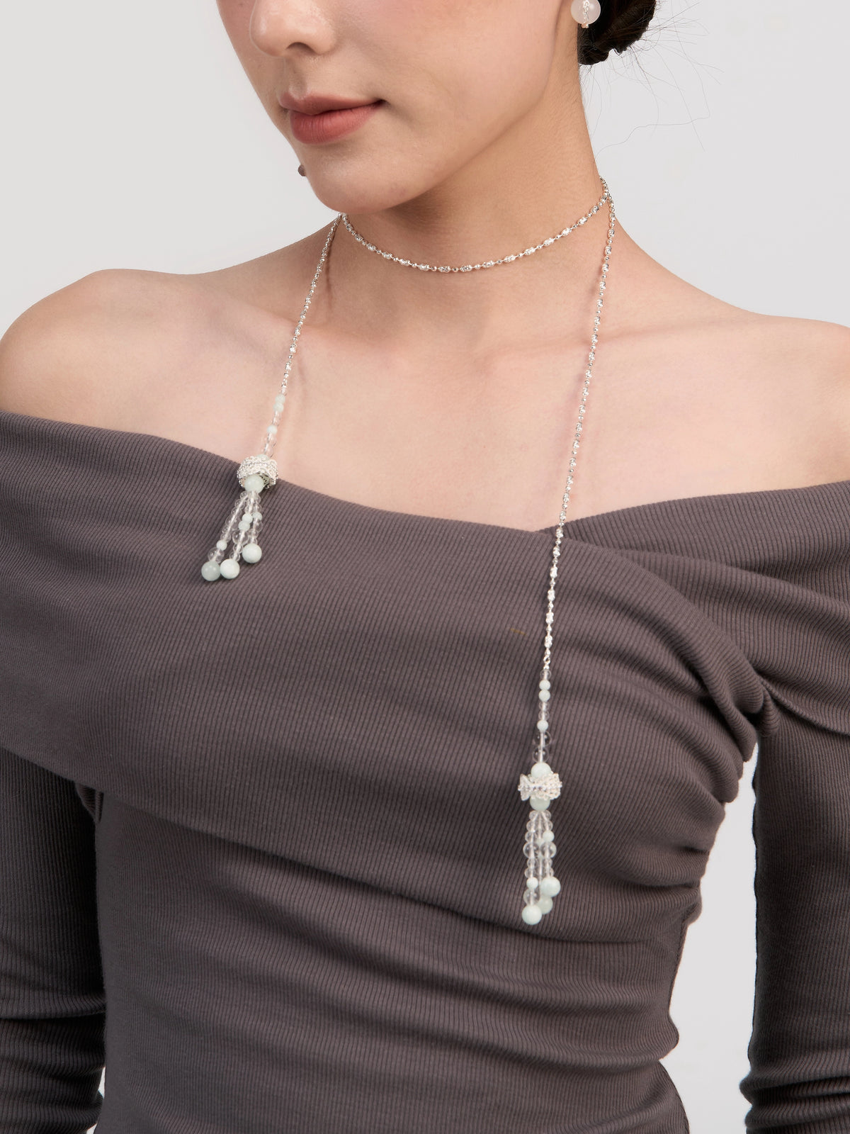 Twining Vines Beaded Long Necklace by Luna-mi, product view 5