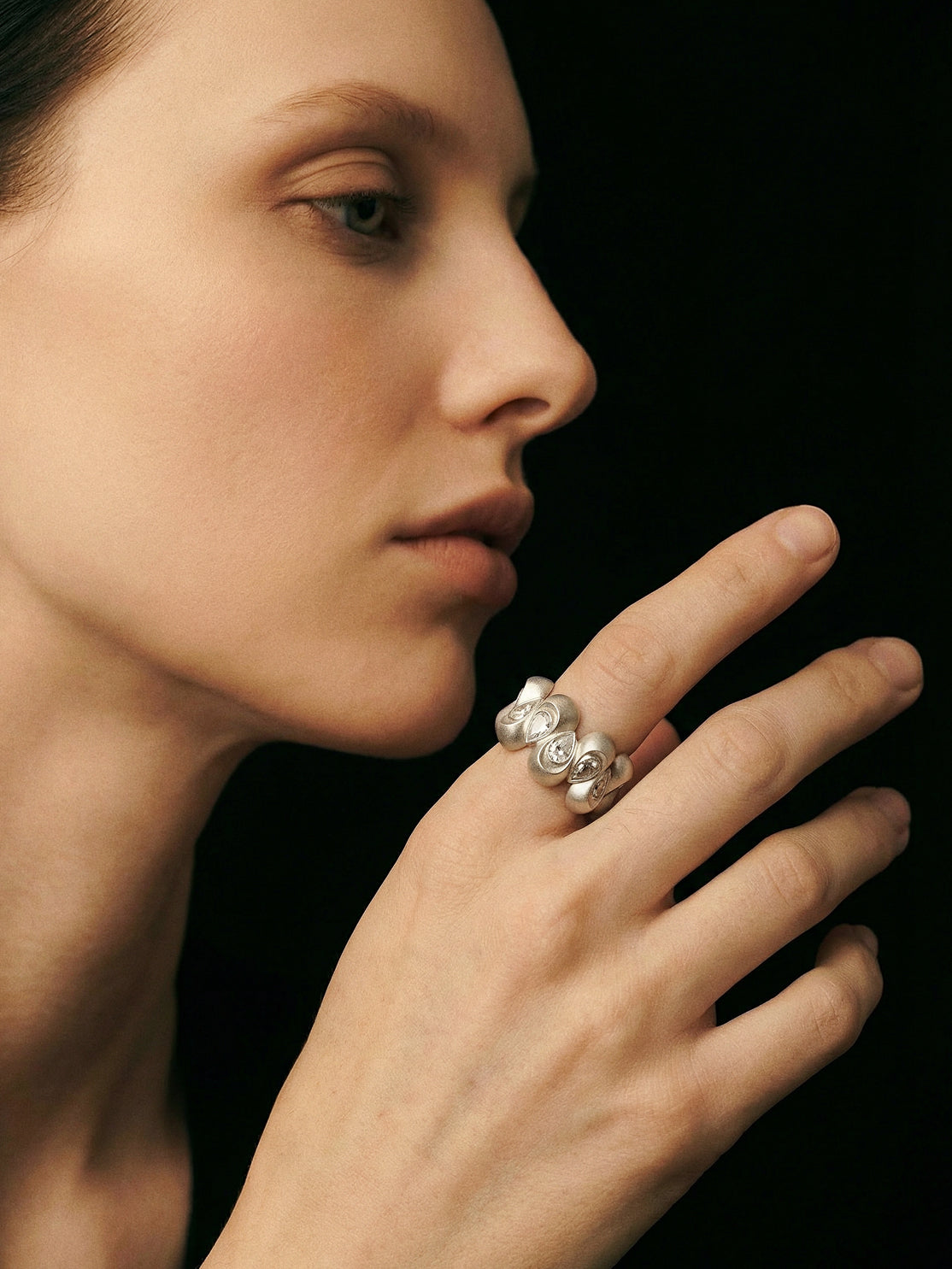 Undulating Form · Cubic Zirconia & Silver Ring by ARCHIGEM, product view 3