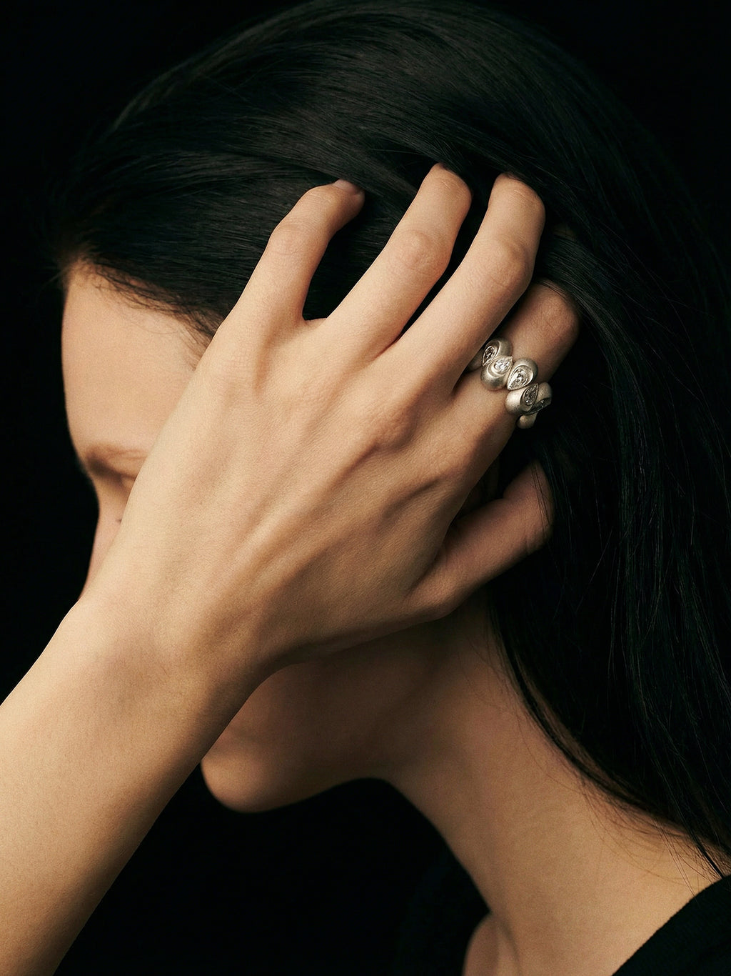 Undulating Form · Cubic Zirconia & Silver Ring by ARCHIGEM, product view 4