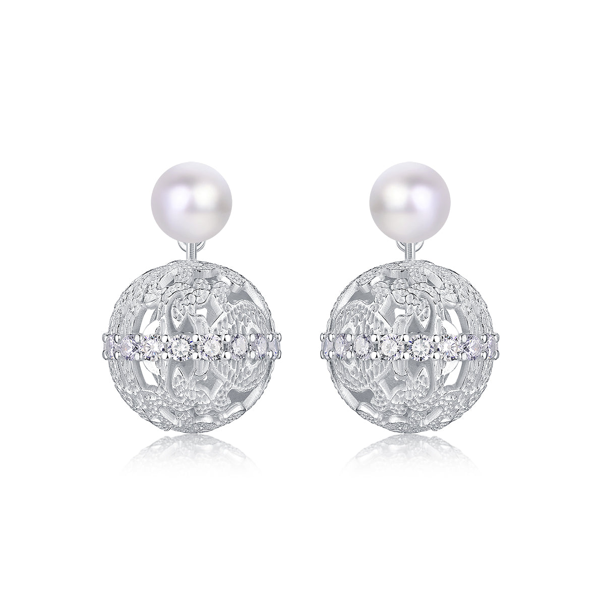 Woven Vines Pearl Drop Earrings by Luna-mi, product view 1