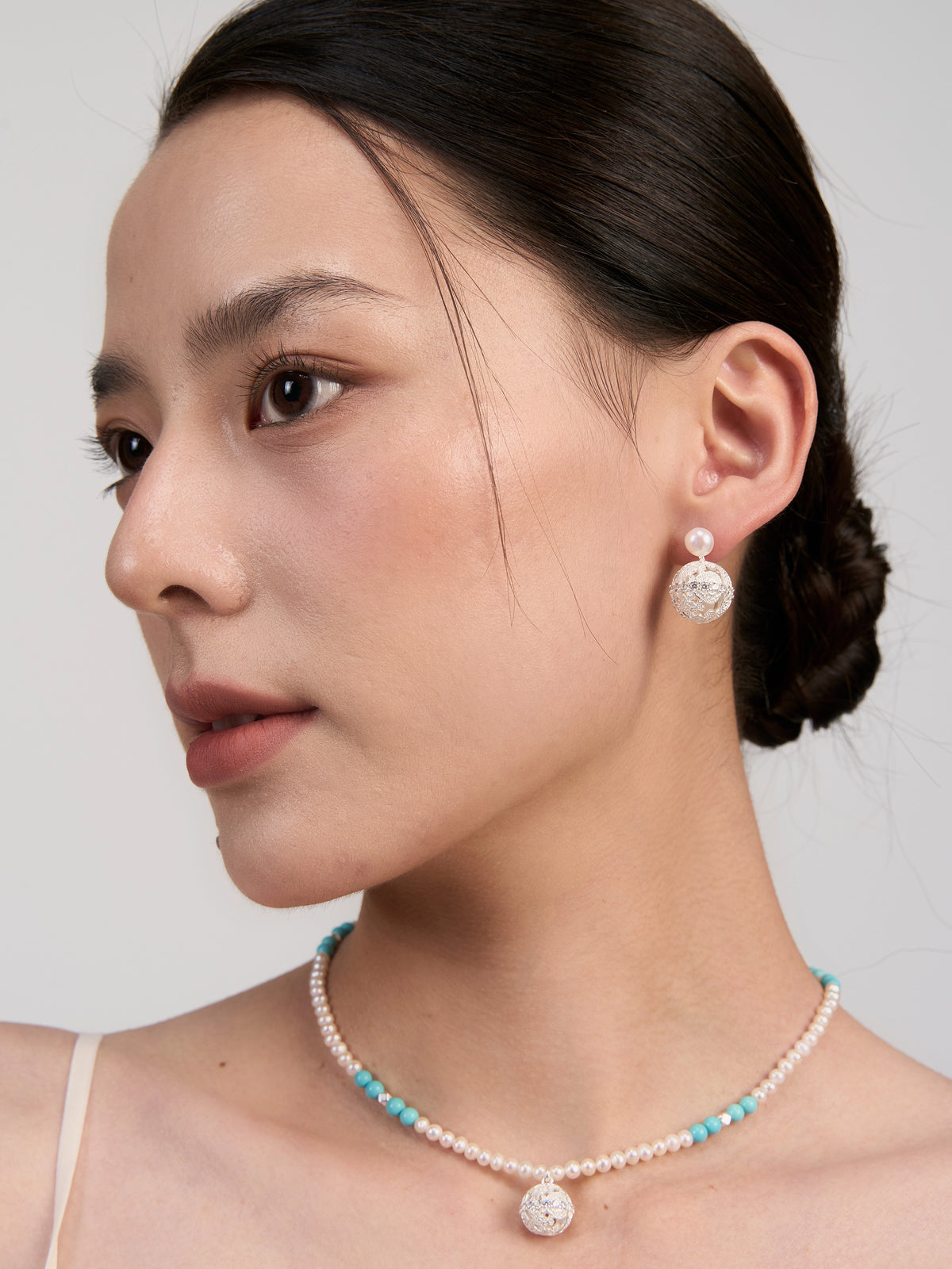 Woven Vines Pearl Drop Earrings by Luna-mi, product view 2