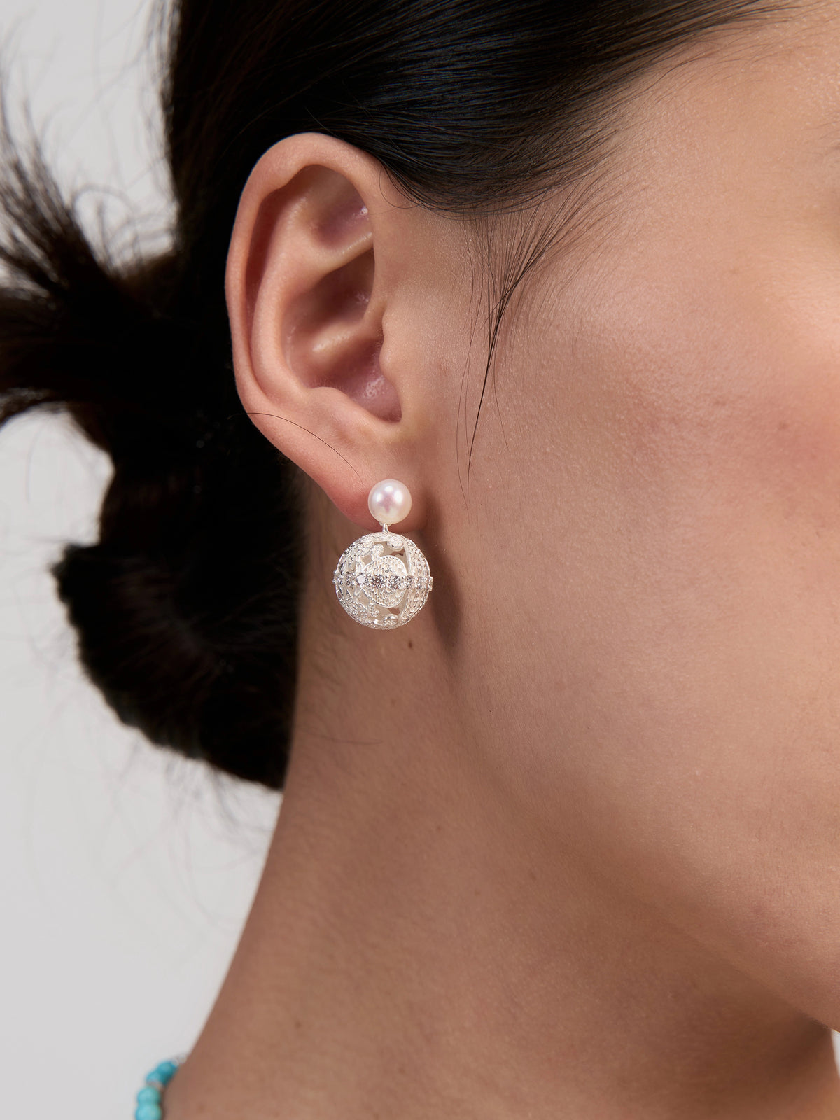 Woven Vines Pearl Drop Earrings by Luna-mi, product view 4