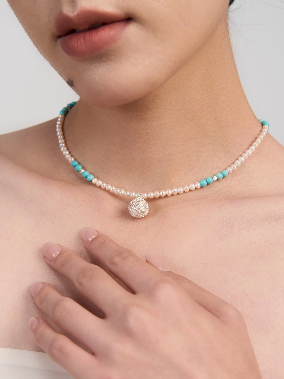 Woven Vines Pearl Necklace by Luna-mi, product view 4